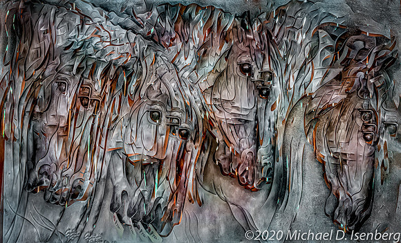 3D horse metal sculpture