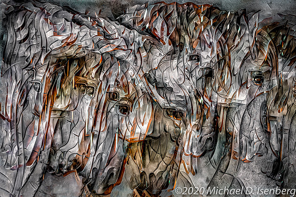 3D horse metal sculpture